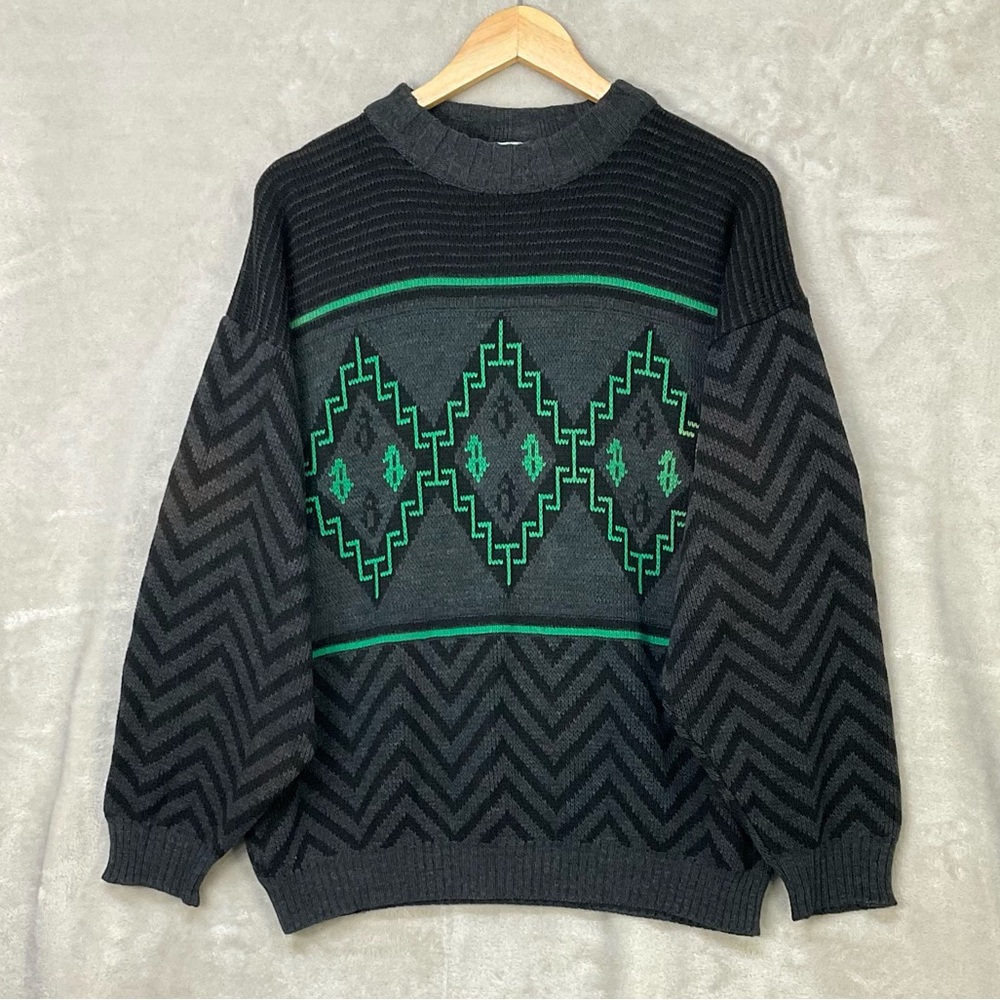 VTG Peter Werth Geometric Crewneck Sweater Men’s Sz L